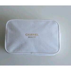 Chanel Beaute White Makeup Cosmetics Polyester Bag